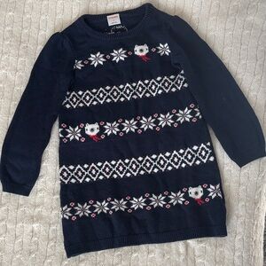 Gymboree Navy Knit Dress with Festive Pattern